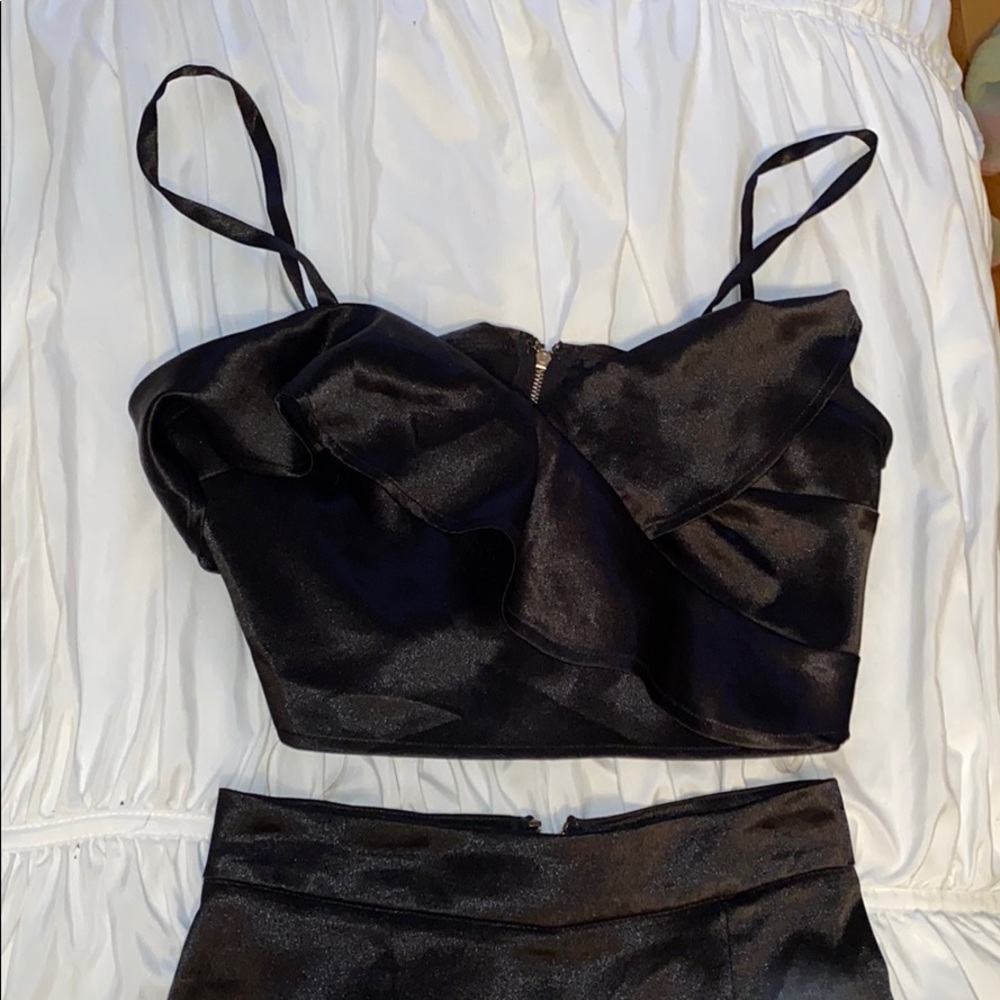 Black silk matching set